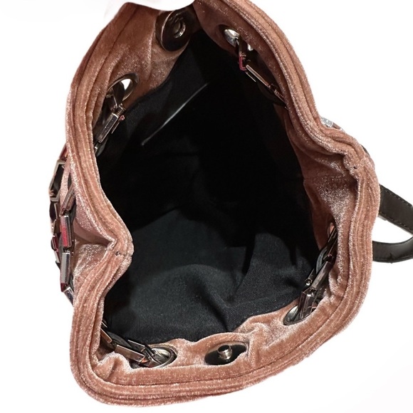 FREE PEOPLE ~ Elegant Brownish Pink Velour Quilted Backpack w/Silver Tone Chain main image 9